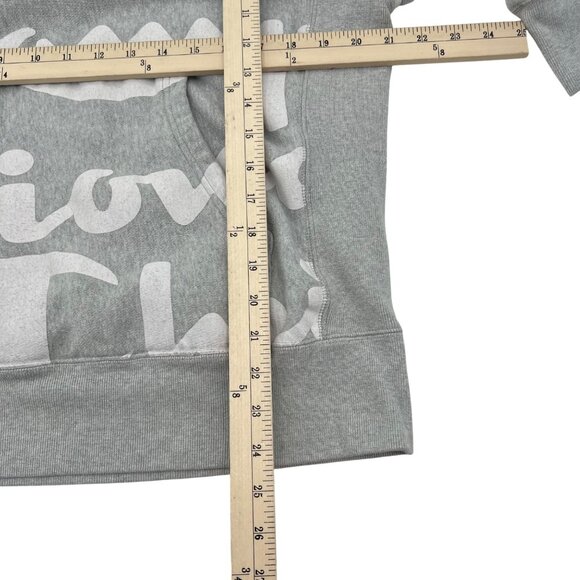 Champion Reverse Weave Gray Hoodie Sweatshirt White Script Men's size Medium - Picture 5 of 7